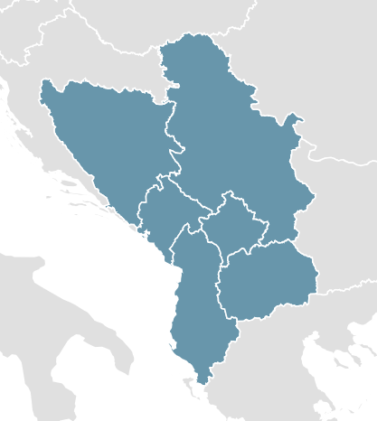 Map highlighting Western Balkan countries.