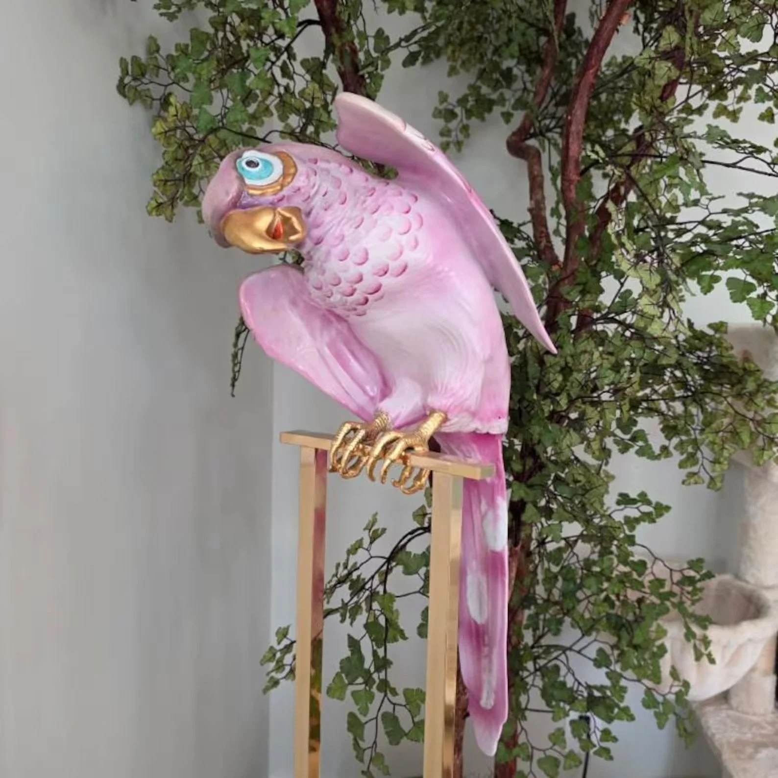 Monumental 144.8 cm Oggetti Mangani Porcelain Parrot | Gilt Talons