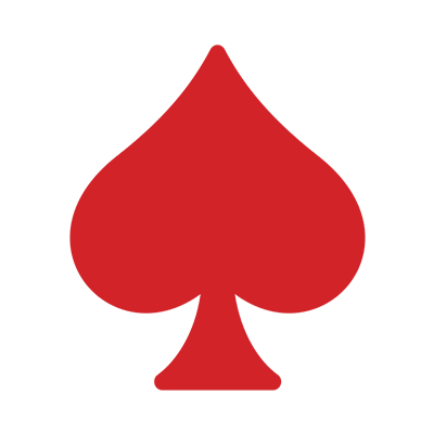 Red spade symbol on a black background.
