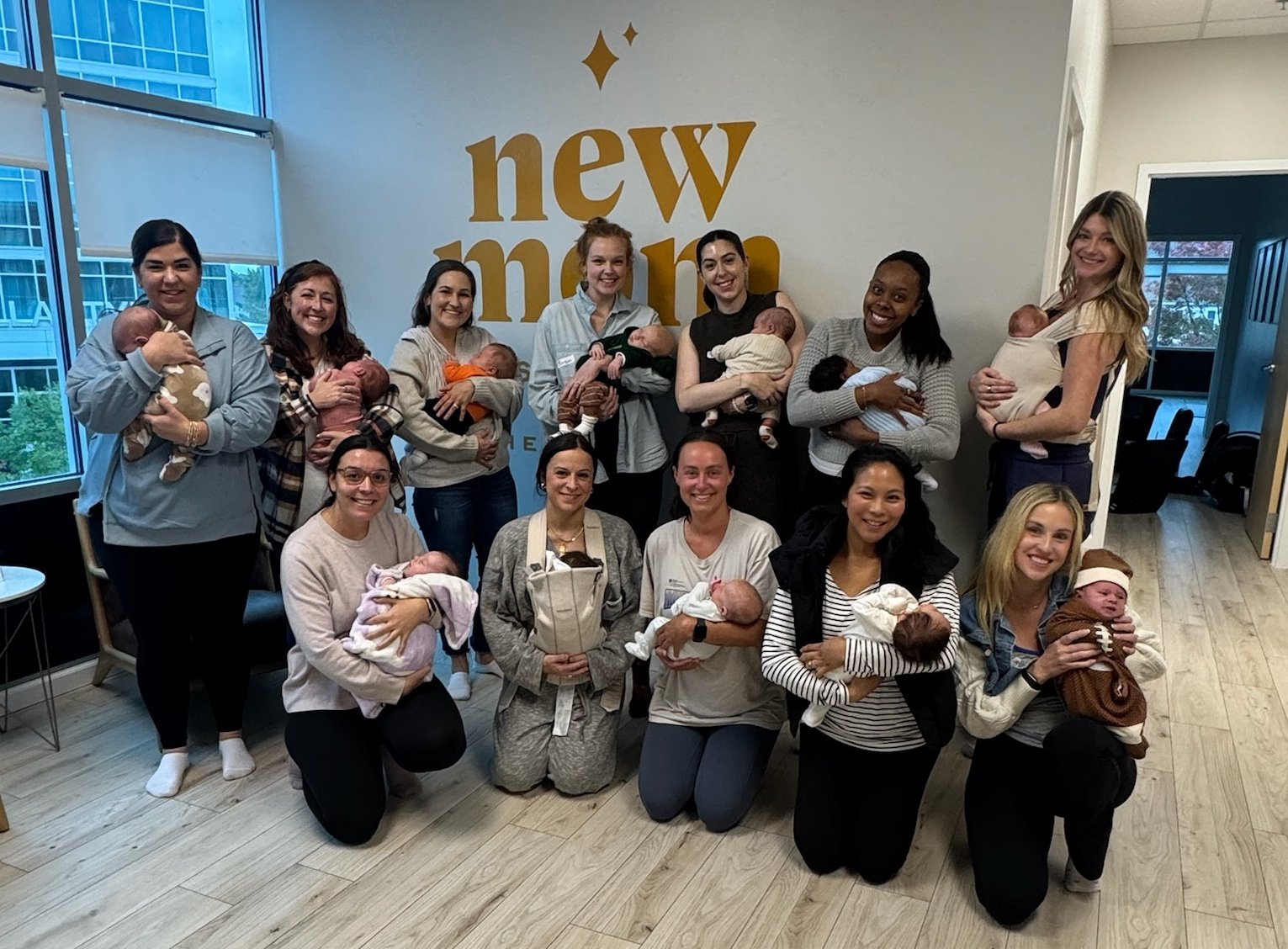 New Moms from the New Mom School with their newborn babies