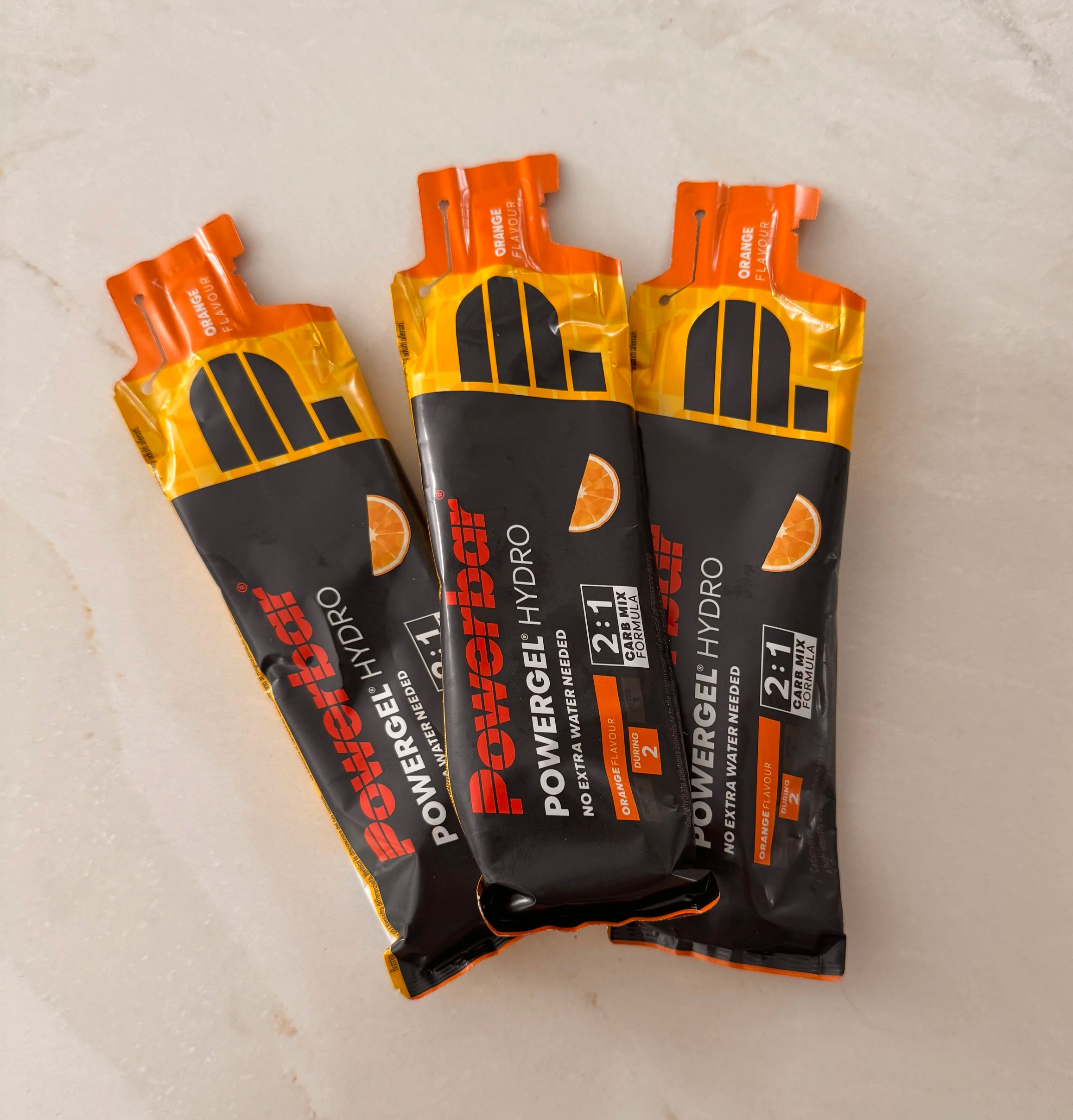 Powerbar hydro gels orange flavor.