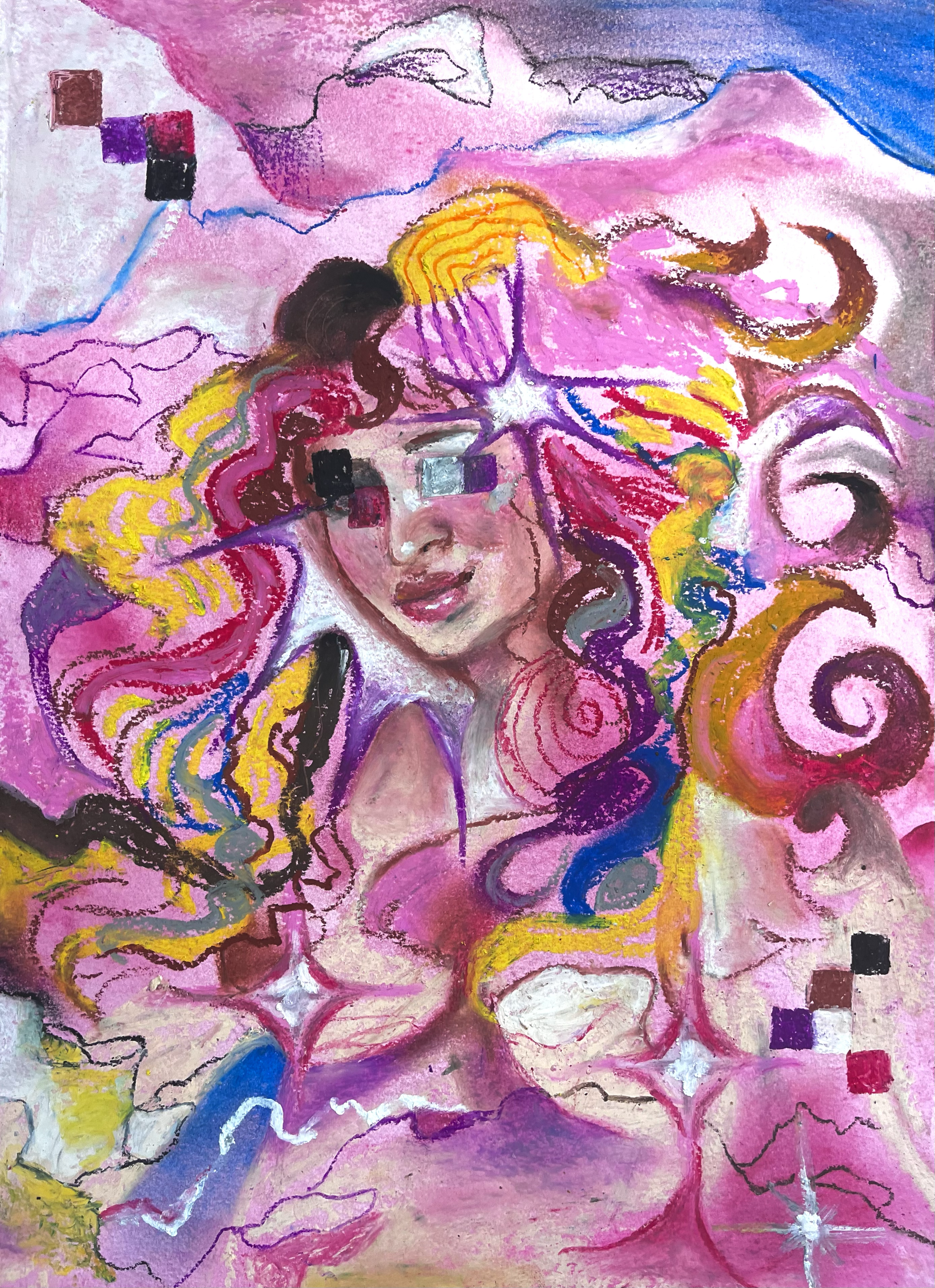 I Used To Think That The Day Would Never Come (Diptych), 2025. Acrylic and oil pastel on paper