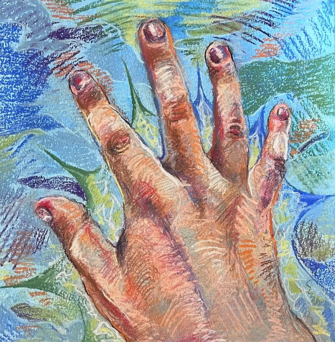 Handsy, 2025. Chalk pastel on paper