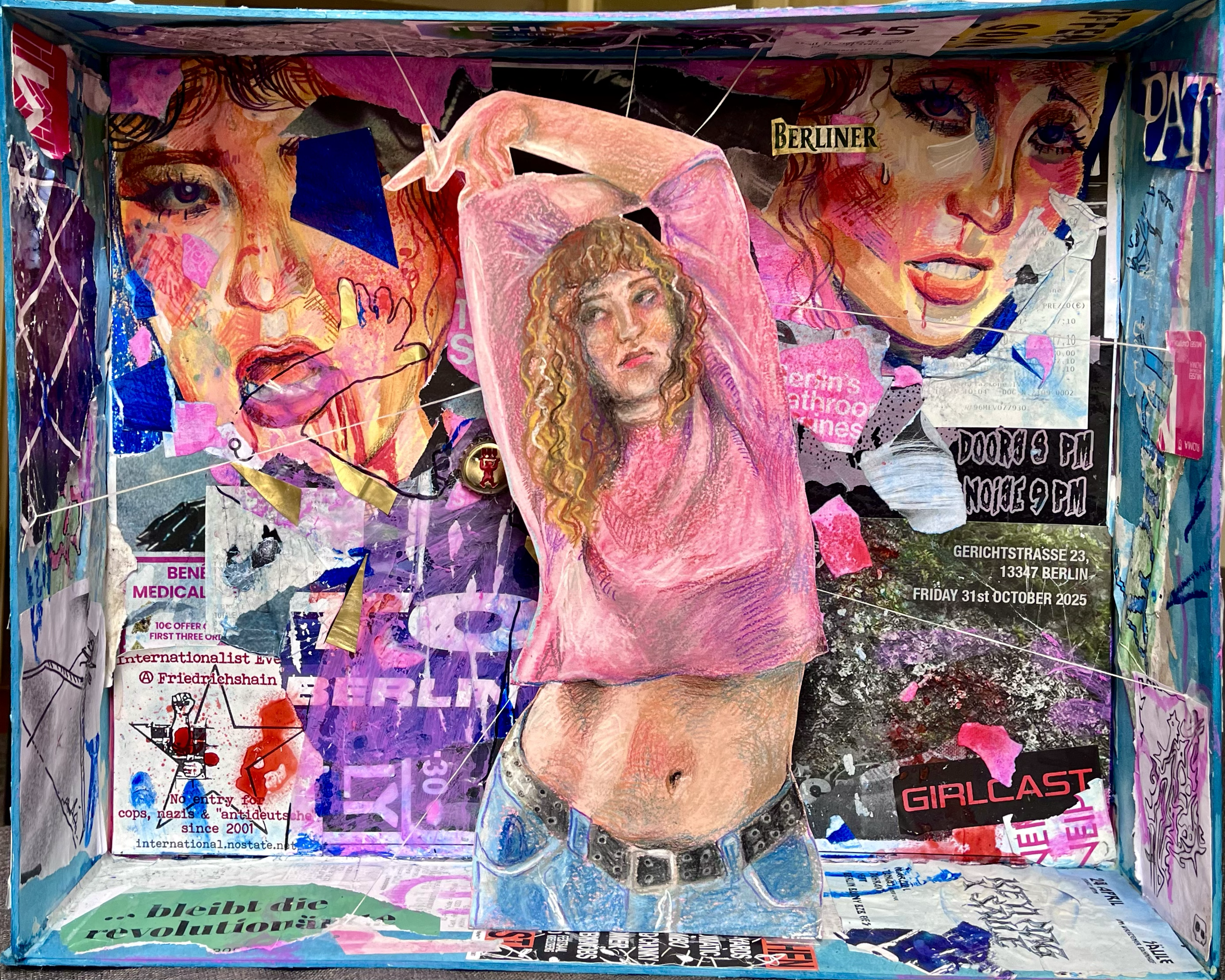 The Warehouse, 2025. Mixed media on matboard, paper and canvas