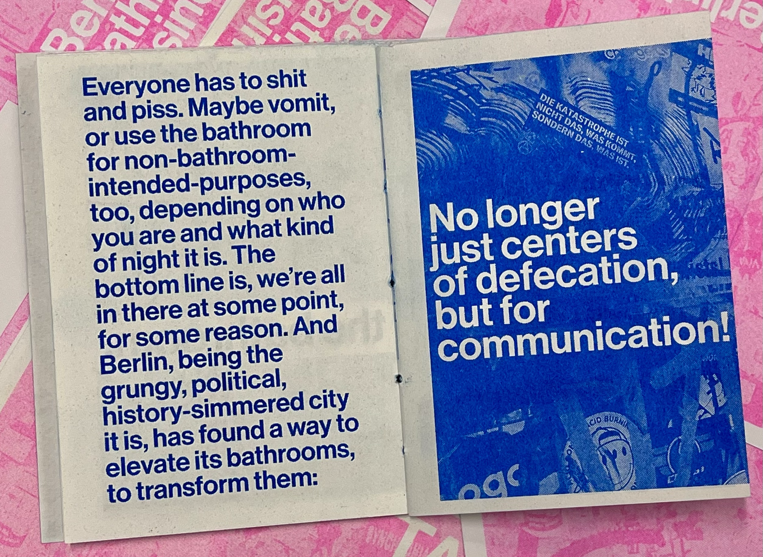 Selections from Talking Shit (Berlin's Bathroom Business), 2025. RISO printed zine on paper (8/8)