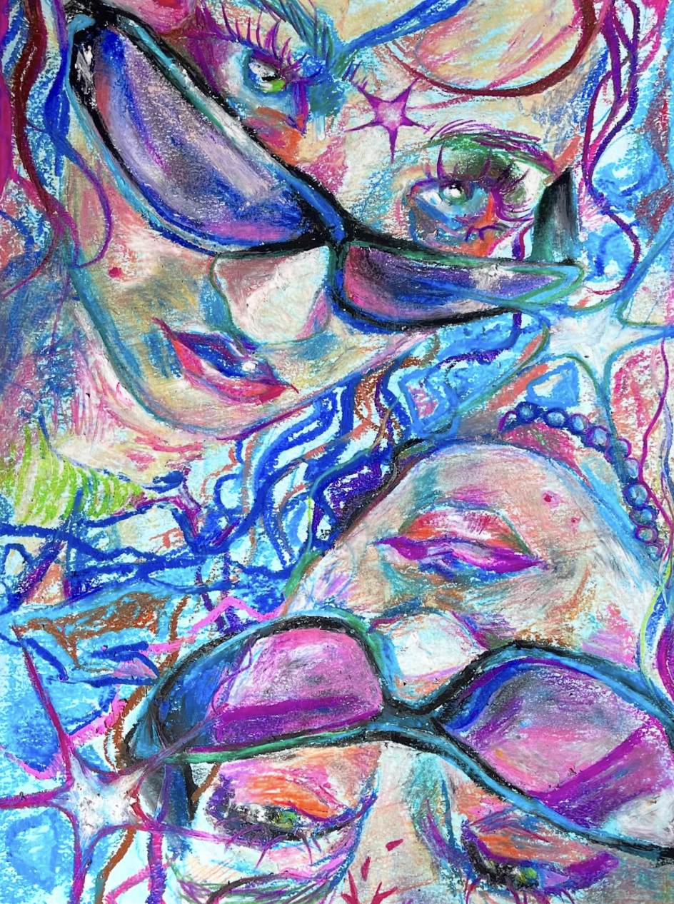 See You On The Other Side, 2025. Oil pastel and colored pencil on paper