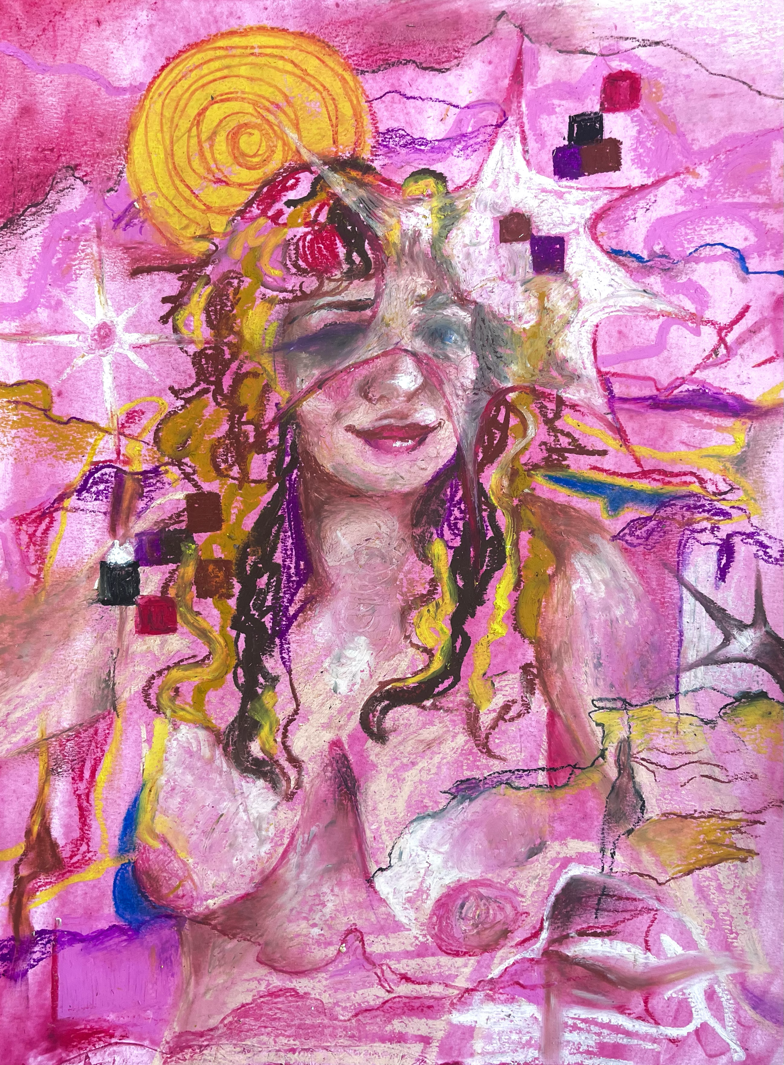 I Used To Think That The Day Would Never Come (Diptych), 2025. Acrylic and oil pastel on paper