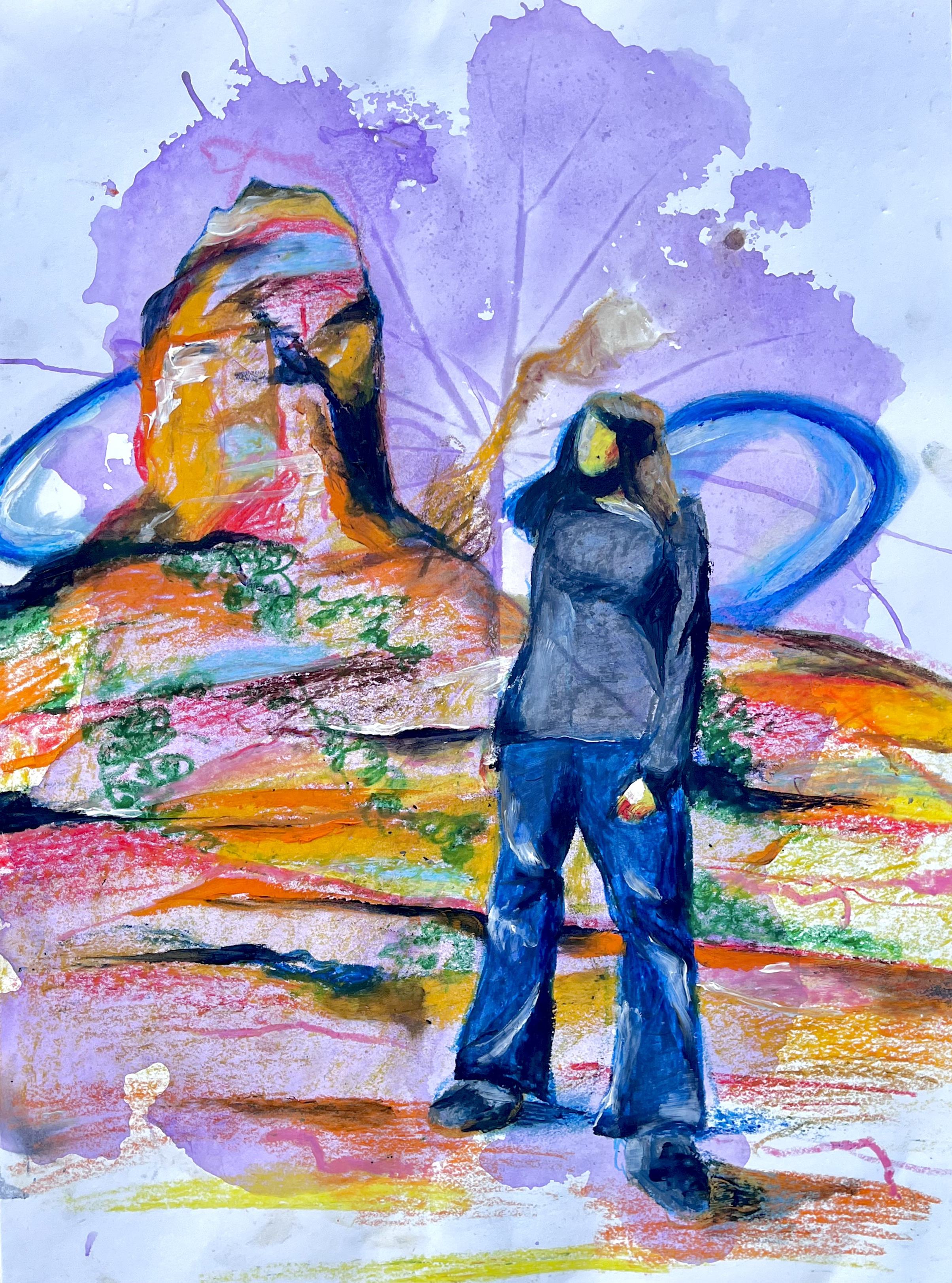 I Have Seen The Future, 2024. Oil paint, oil pastel, and acrylic paint on paper