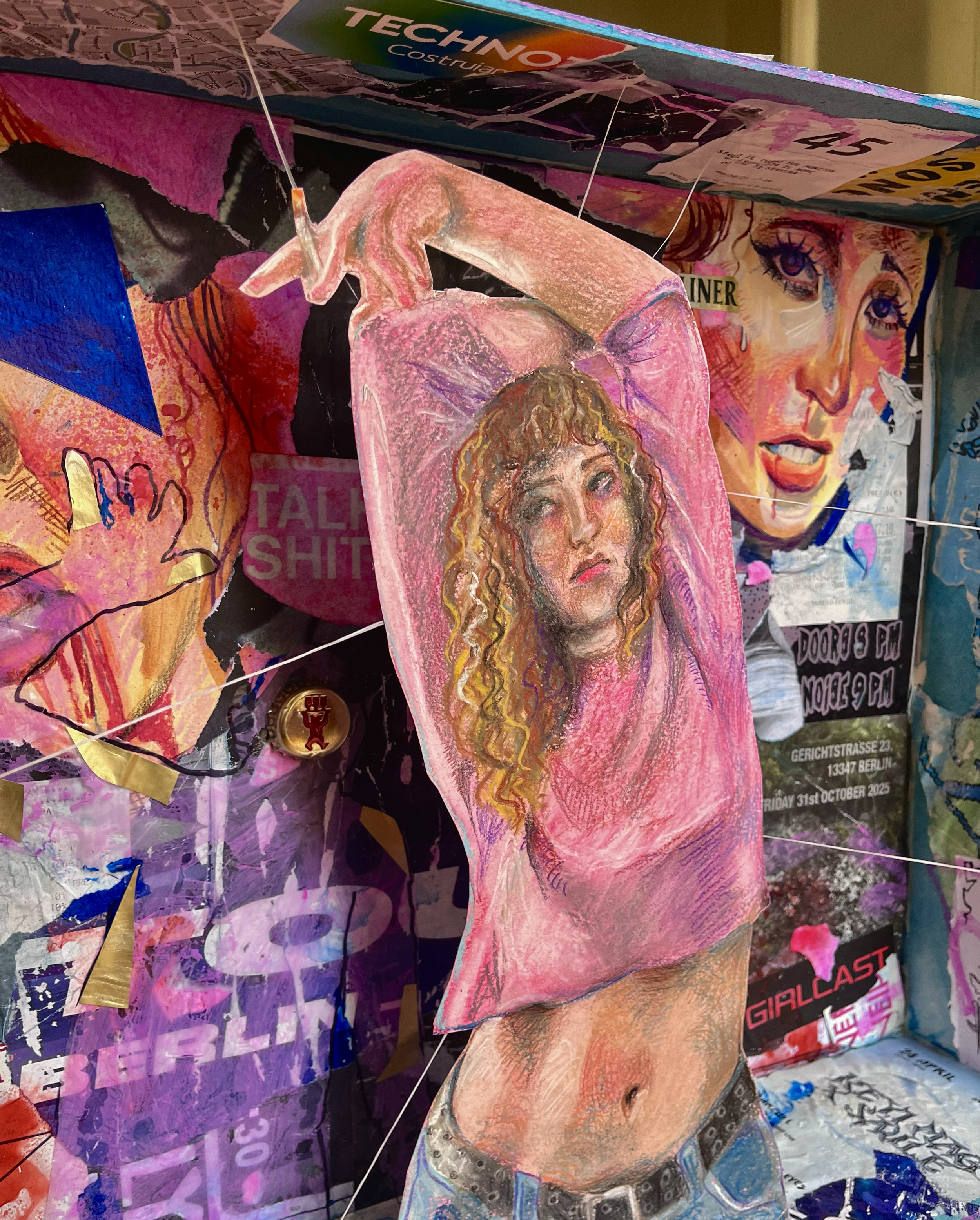 The Warehouse, 2025. Mixed media on matboard, paper and canvas