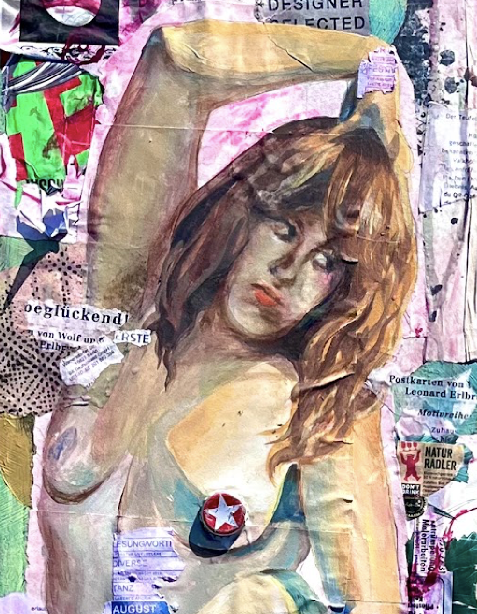 On The Bathroom Walls (Ode To Berlin), 2025. Mixed media on paper and canvas