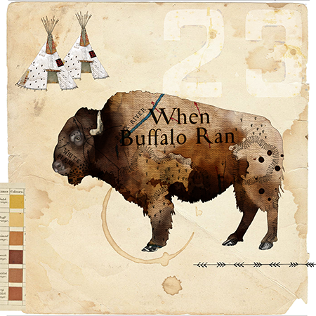 Illustration of a buffalo with the text 'When Buffalo Ran'.