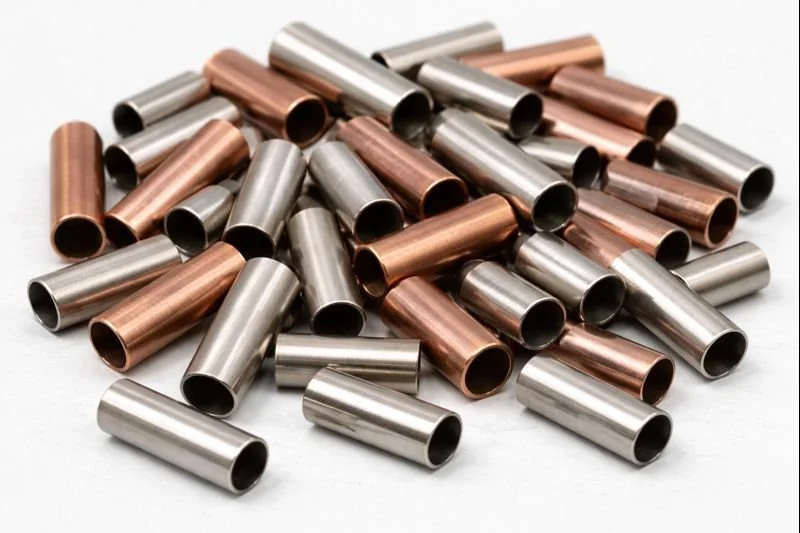 Precision-cut copper tubes with clean deburred ends for shell-and-tube heat exchanger assembly