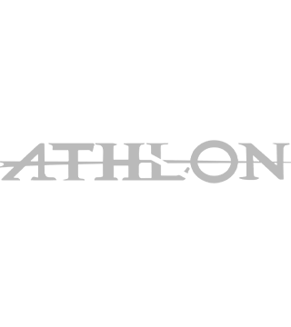 A black background with the word 'ATHLON' and athletic figures above it in white.
