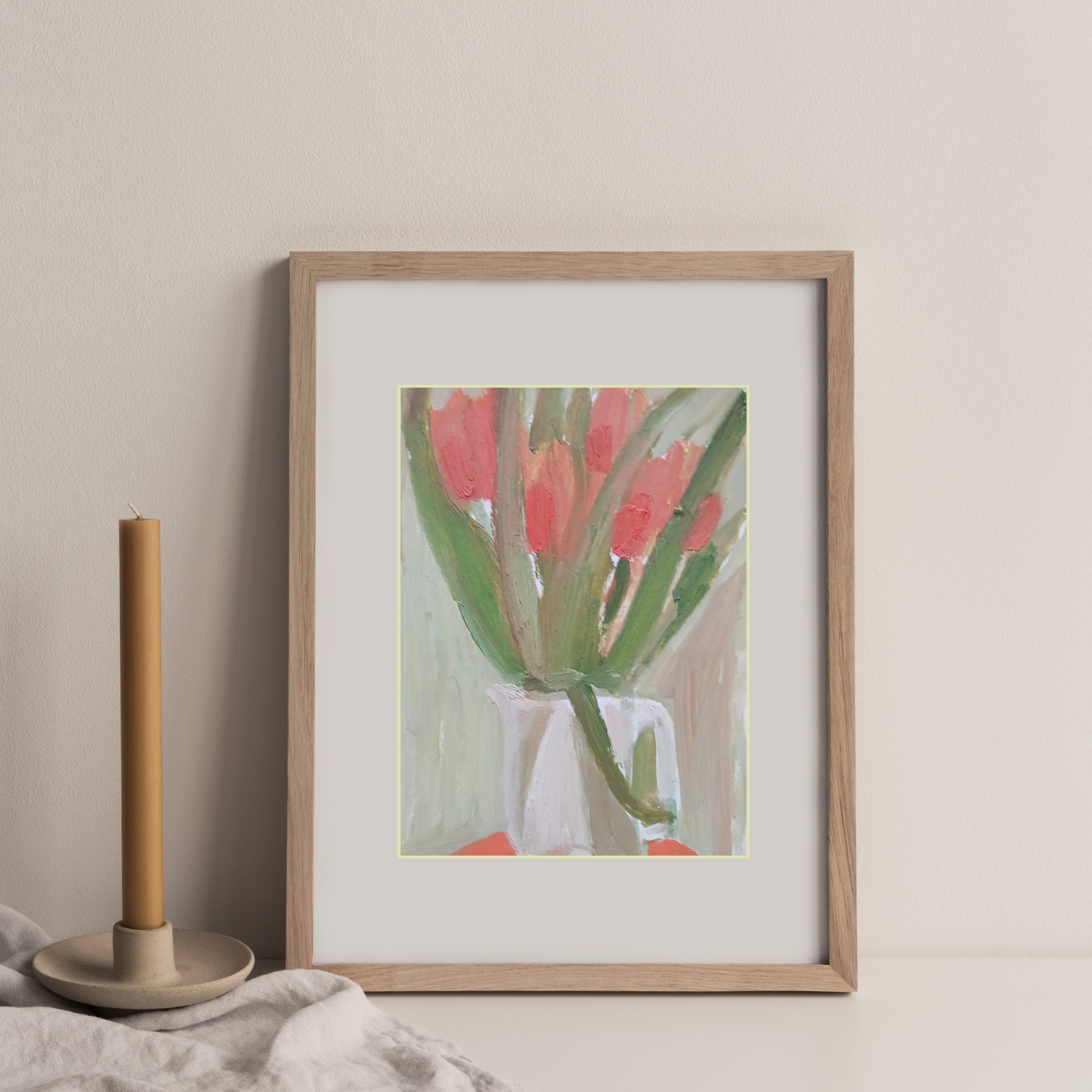 A Mother's Love ~ A floral oil painting of tulips on paper
