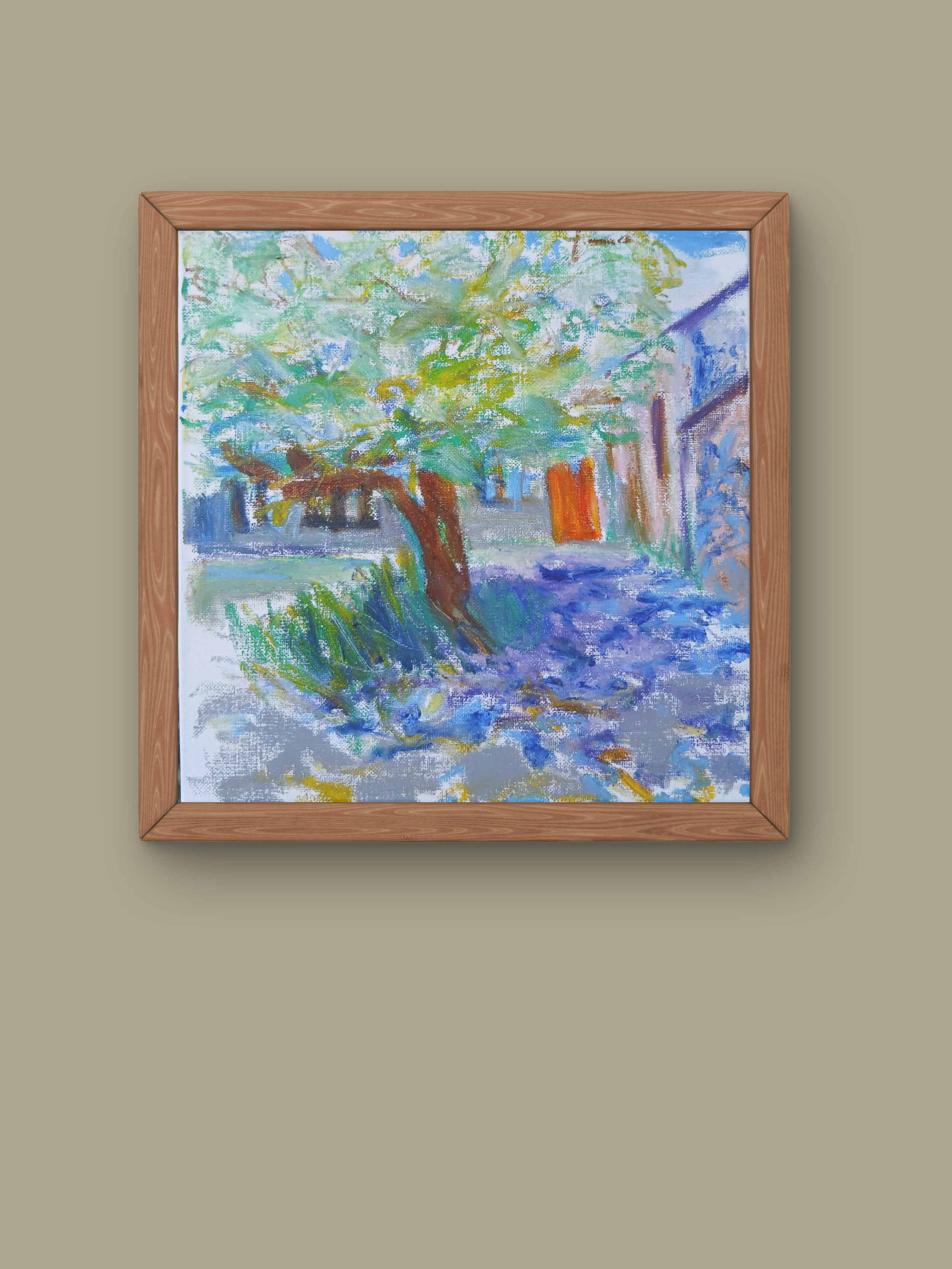 blossom tree oil painting in the courtyard a welsh landscape.png
