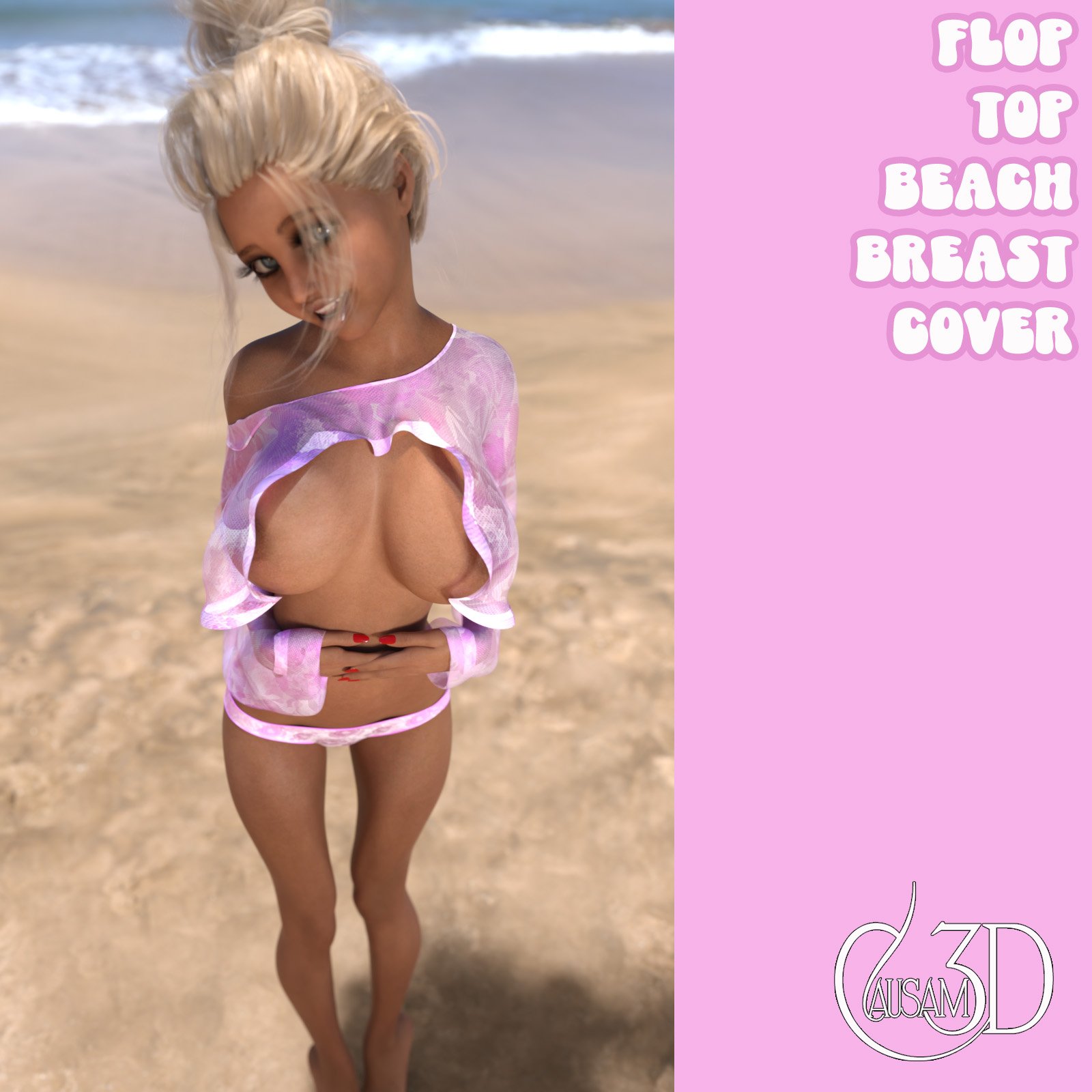 Flop Top Beach Breast Cover for Daz Studio Genesis 8 Female