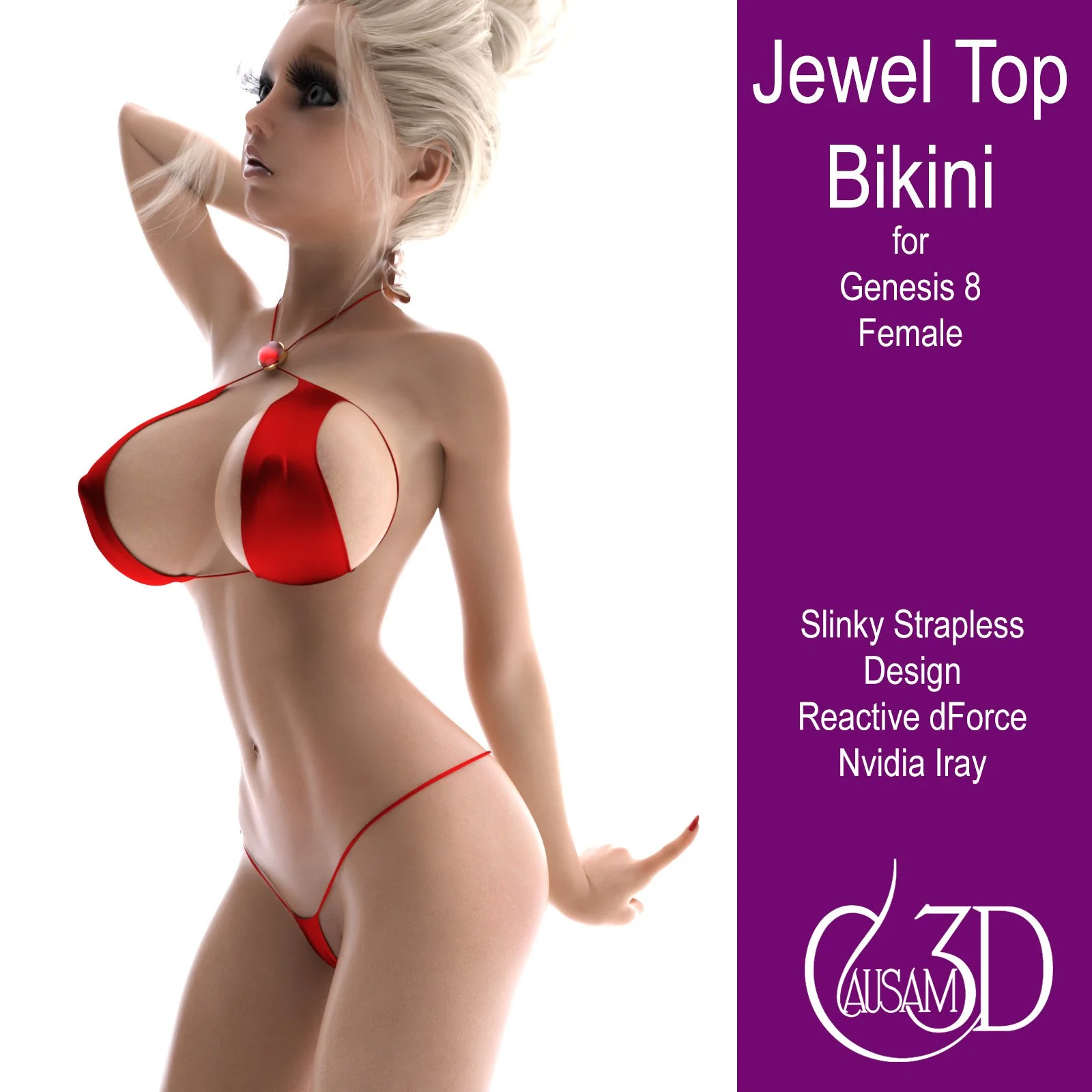 Jewel Top Strapless Bikini for DAZ Studio Genesis 8 Female