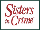 Sisters in Crime logo with red text.
