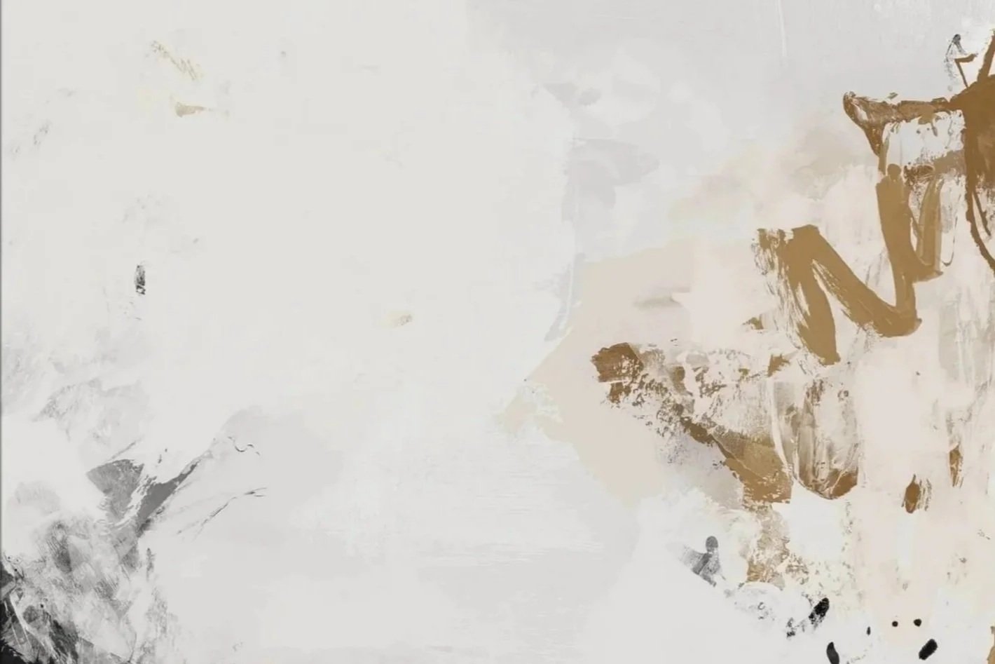 Abstract watercolor painting with beige and brown strokes on textured white background.