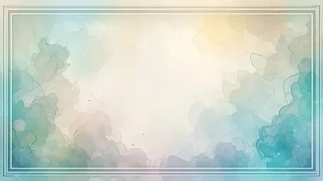 Abstract watercolor background with soft pastel colors and a white border.