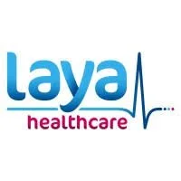 Laya Healthcare logo with blue text and a stylized heart rate line.