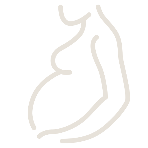 Line drawing of a pregnant woman's silhouette with an enlarged belly.