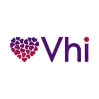 Heart made of small purple and red hearts next to the word 'Vhi' in purple and red text.