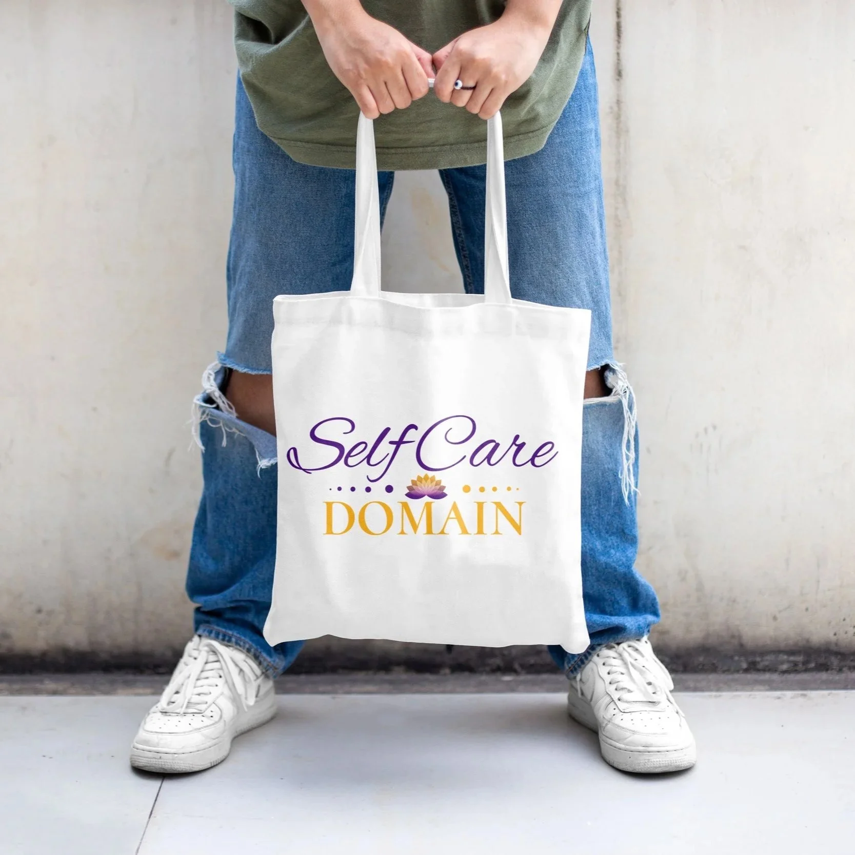 Self-Care Tote Bag - Branded merchandise design for wellness initiative