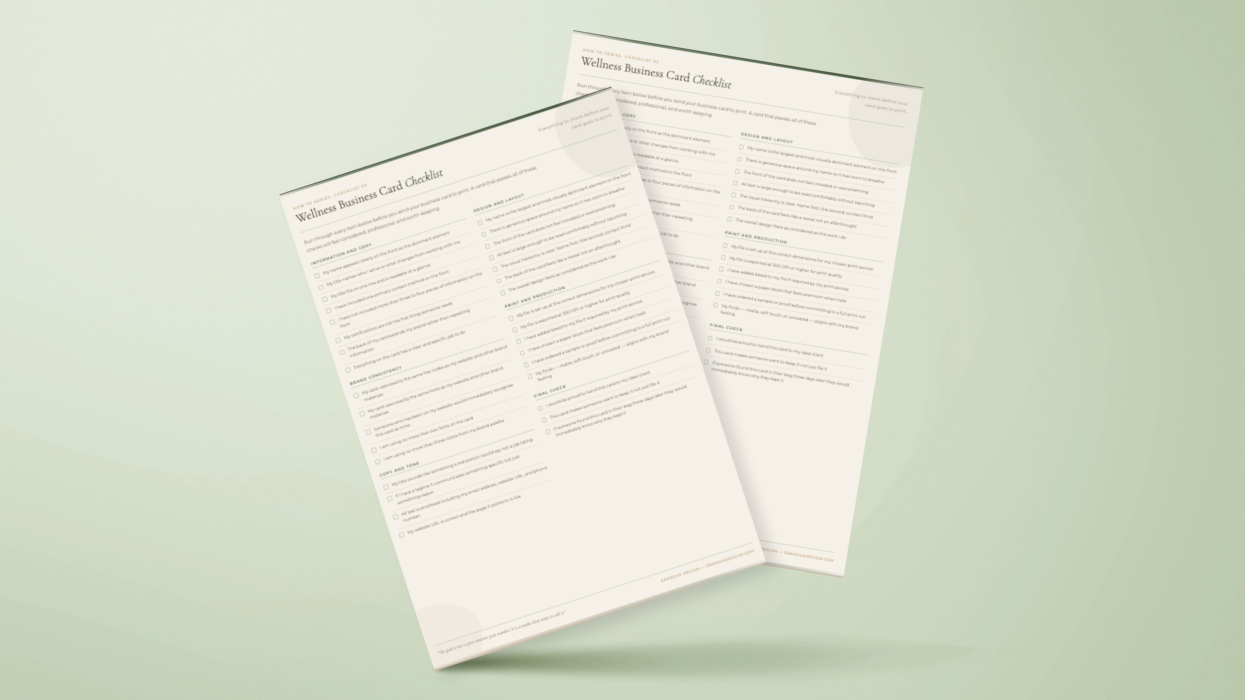 wellness business card checklist
