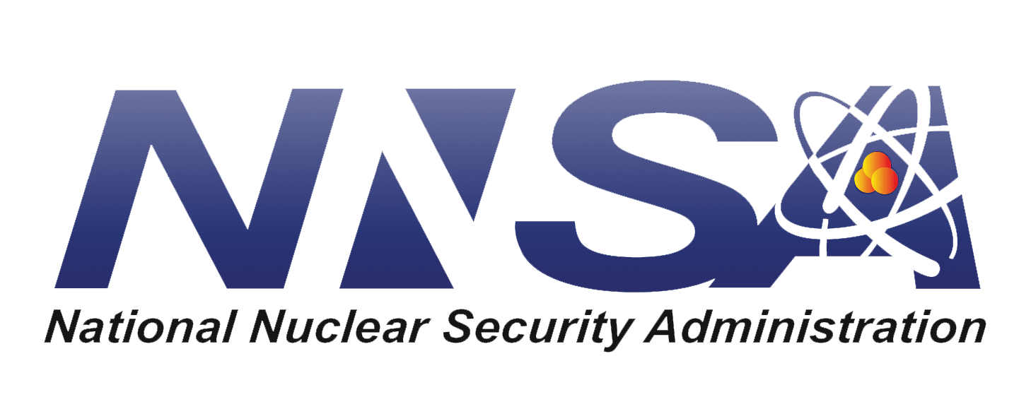 The logo of the U.S. Department of Energy's National Nuclear Security Administration with large blue letters and an atomic symbol.