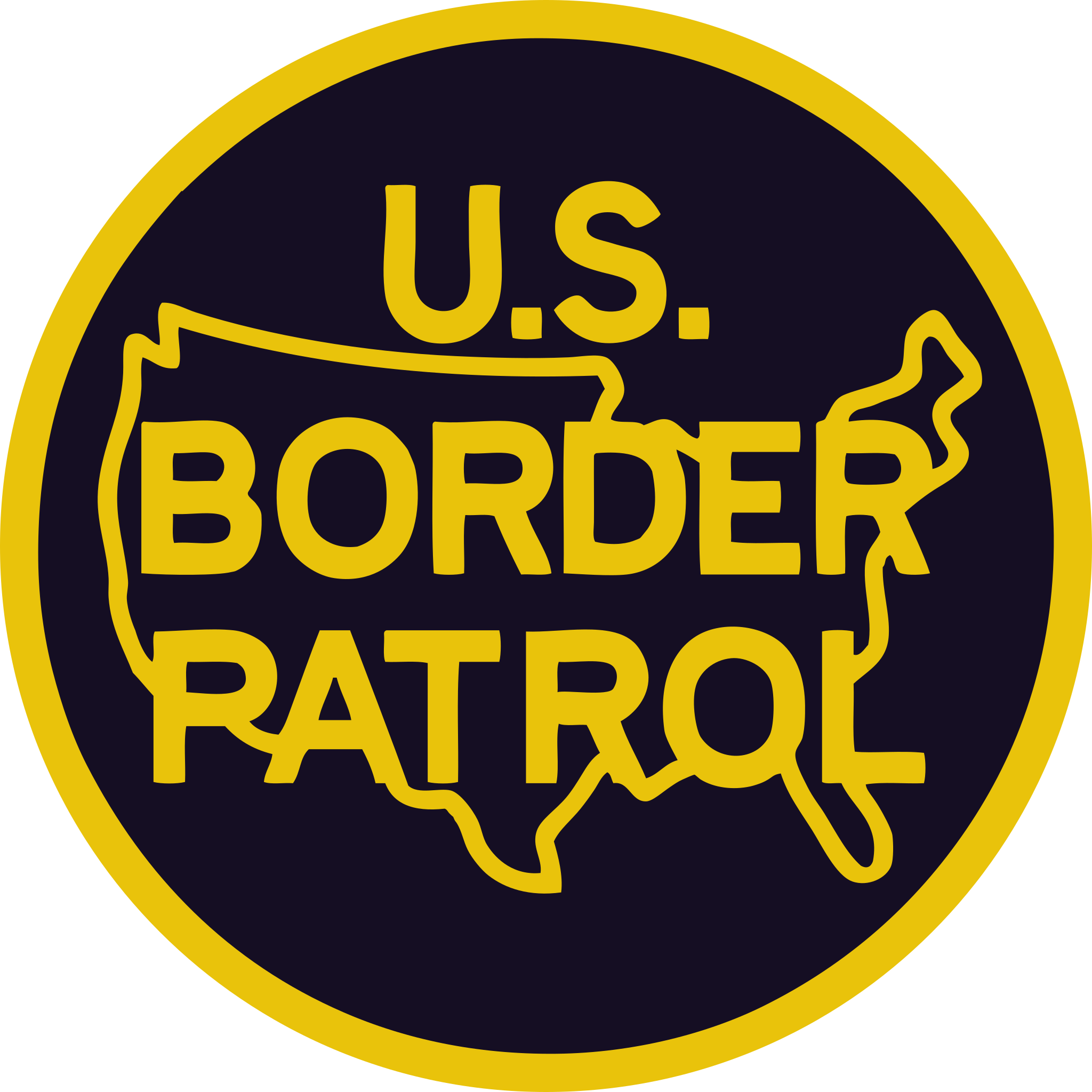 U.S. Border Patrol badge with a map outline of the United States