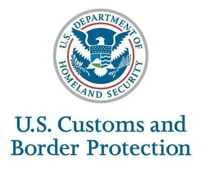 U.S. Department of Homeland Security seal with eagle and shield, and the text 'U.S. Customs and Border Protection'.