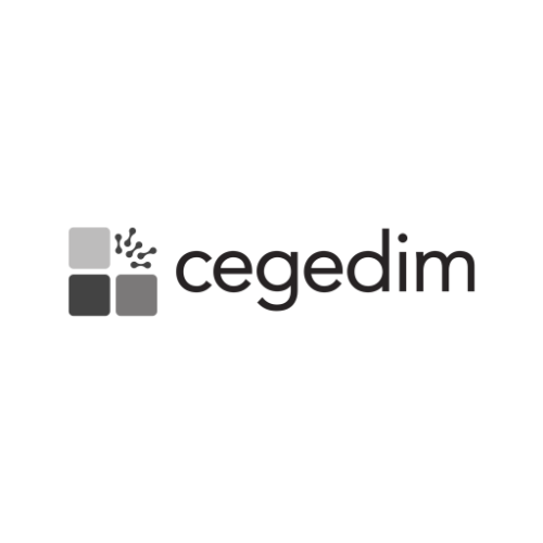 Logo de Cegedim avec trois carrés gris et le nom 'cegedim'.