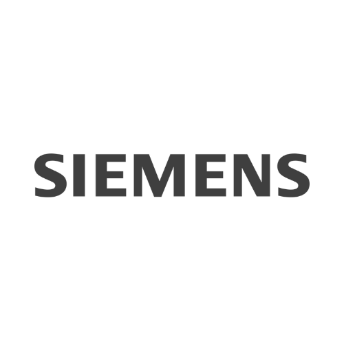 Logo de Siemens sur un fond noir.