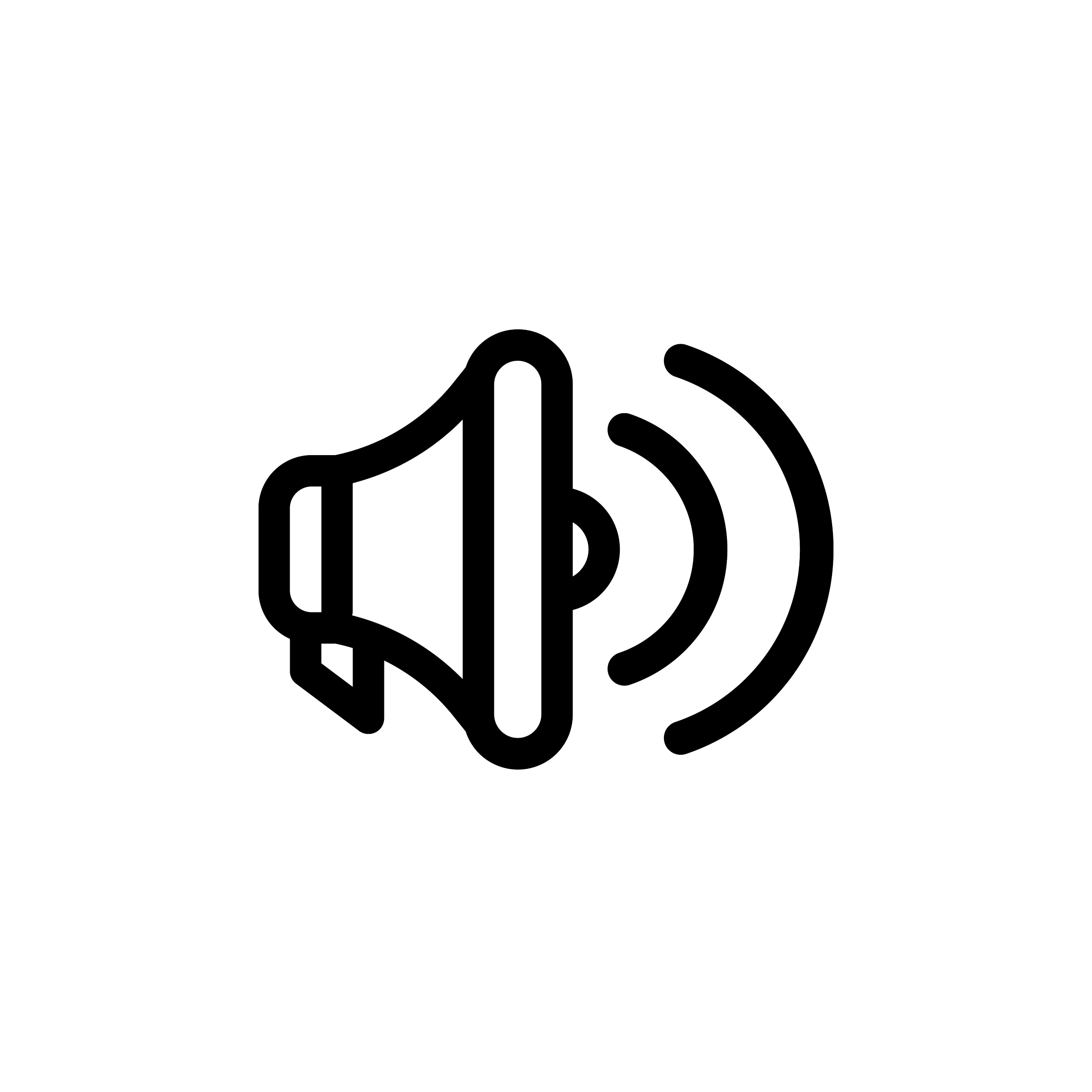 Icône d'une enceinte avec des ondes sonores émanant.