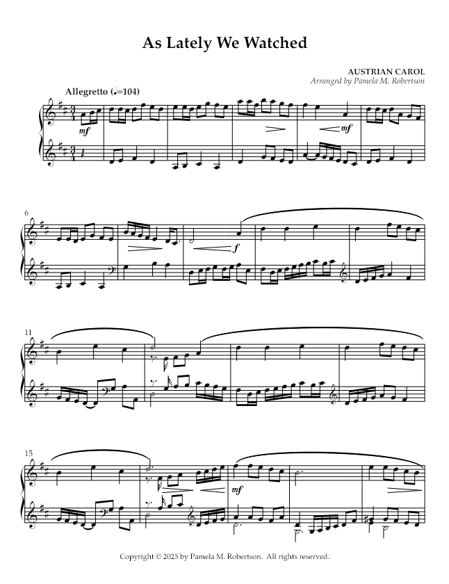 As Lately We Watched