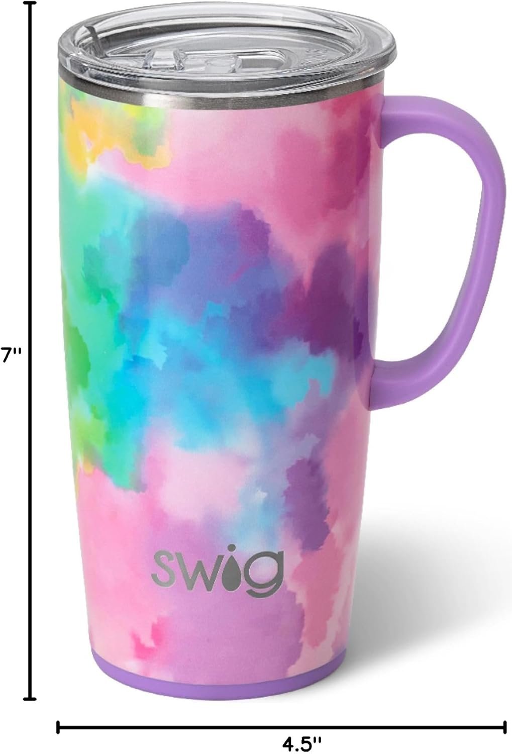 Swig Life 22oz Travel Mug, Insulated Tumbler with Handle and Lid, Cup Holder Friendly, Dishwasher Safe, Stainless Steel, Travel Coffee Cup, Insulated Mug (Cloud Nine)