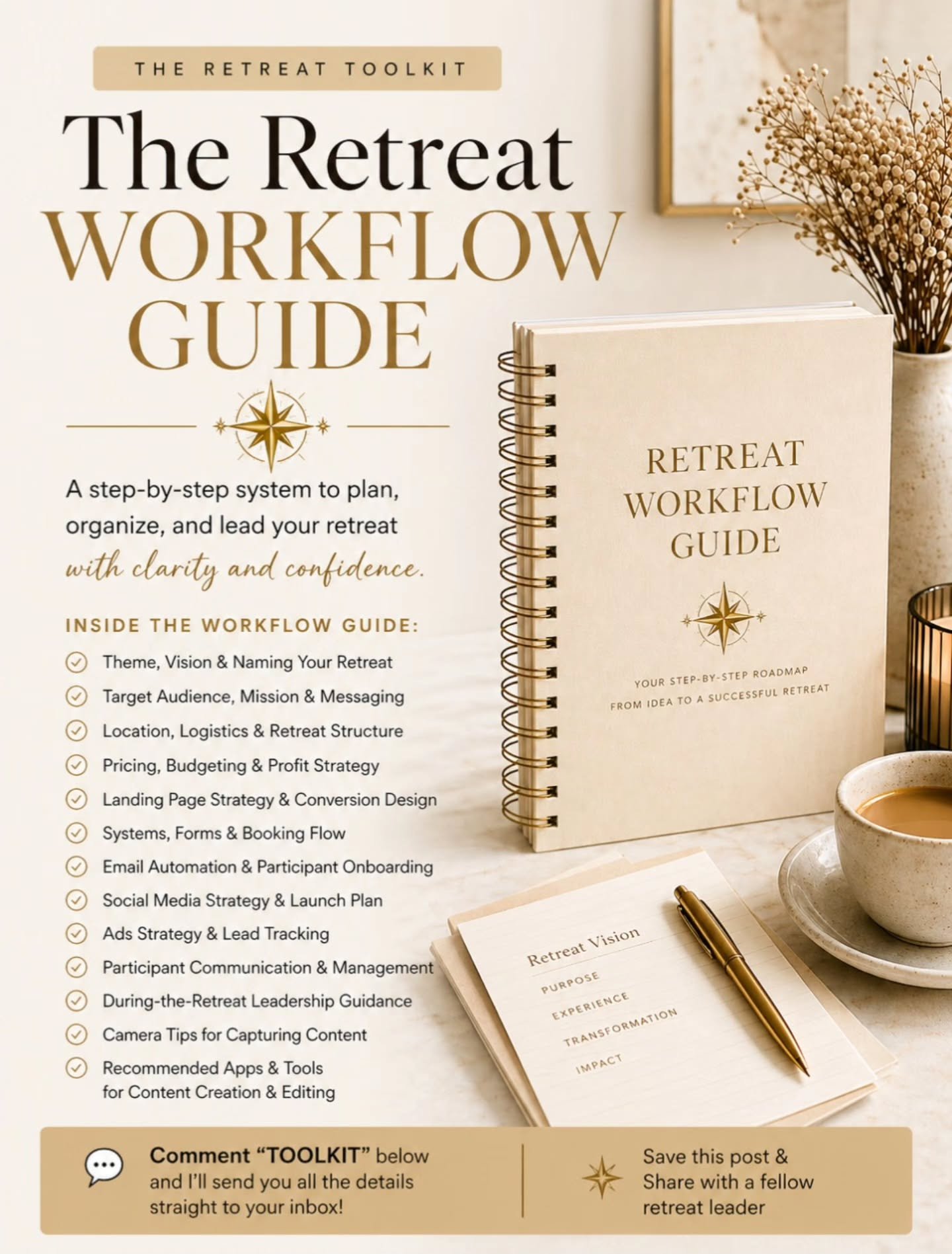 Hosting a retreat sounds beautiful, until you&rsquo;re the one planning it.

Suddenly it&rsquo;s: 
coordinating logistics
building a landing page
figuring out pricing
writing emails
tracking participants
and trying to market it all at the same time

