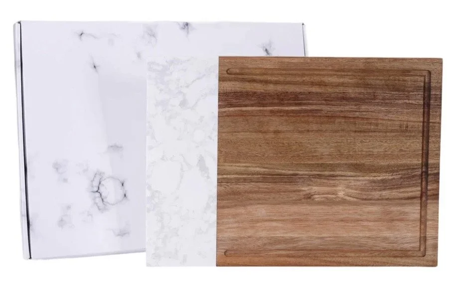 Personalized Marble & Acacia Wood Cutting Board