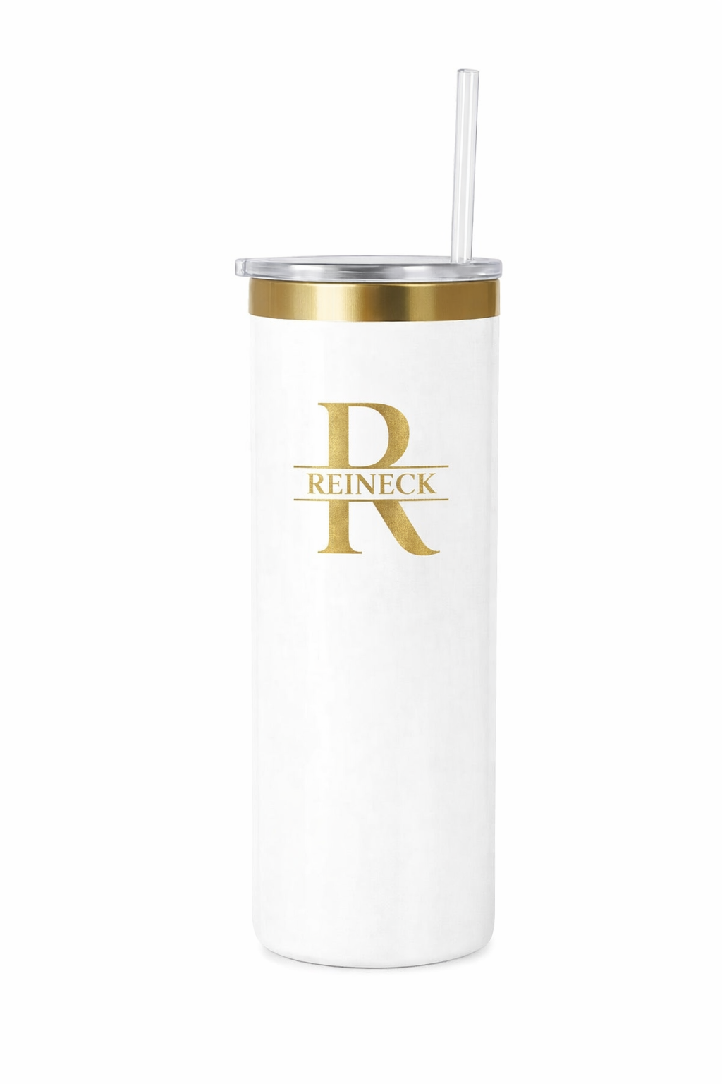 White & Gold 20oz Engraved Tumbler