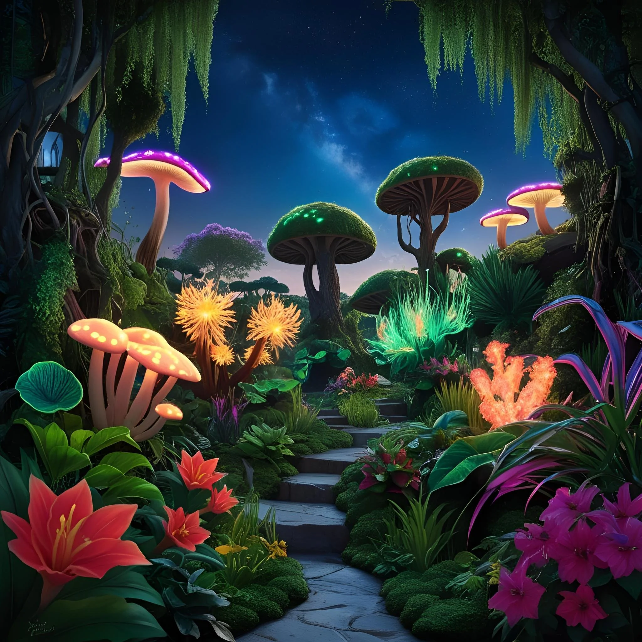 A synthetic forest with glowing fungus, plants, and flowers (1).jpg