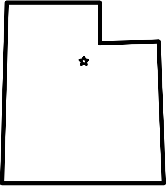 Outline map of the state of Arizona with a star marking a specific location.