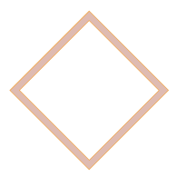 Empty diamond-shaped frame with beige border on a white background.