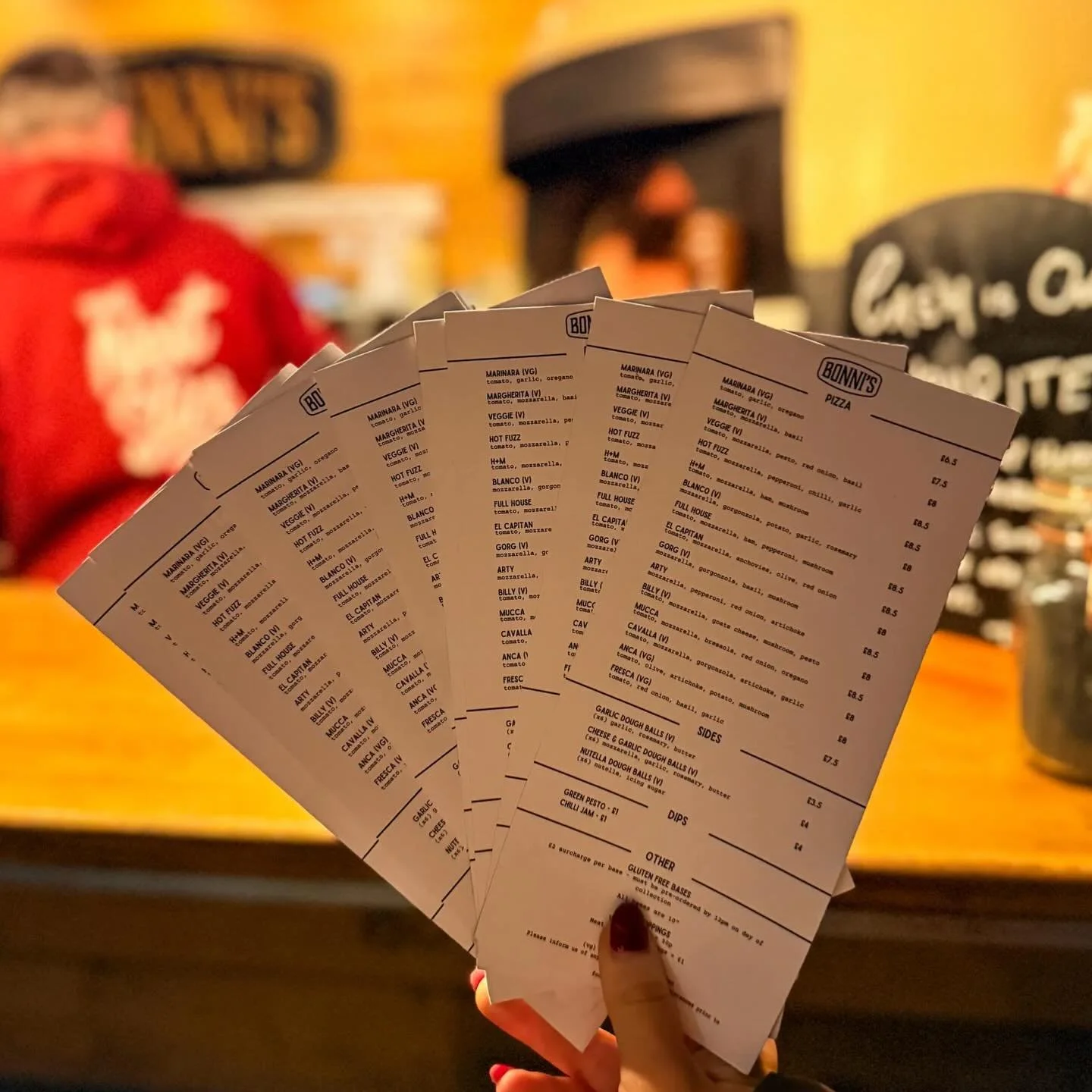 As we&rsquo;re getting ready to welcome you all back👋🍕

We thought we&rsquo;d share a little teaser of our much-loved menu and what makes Bonni&rsquo;s so amazing. 

We&rsquo;re also thinking of adding a new addition Ham &amp; Pineapple ? Vote belo