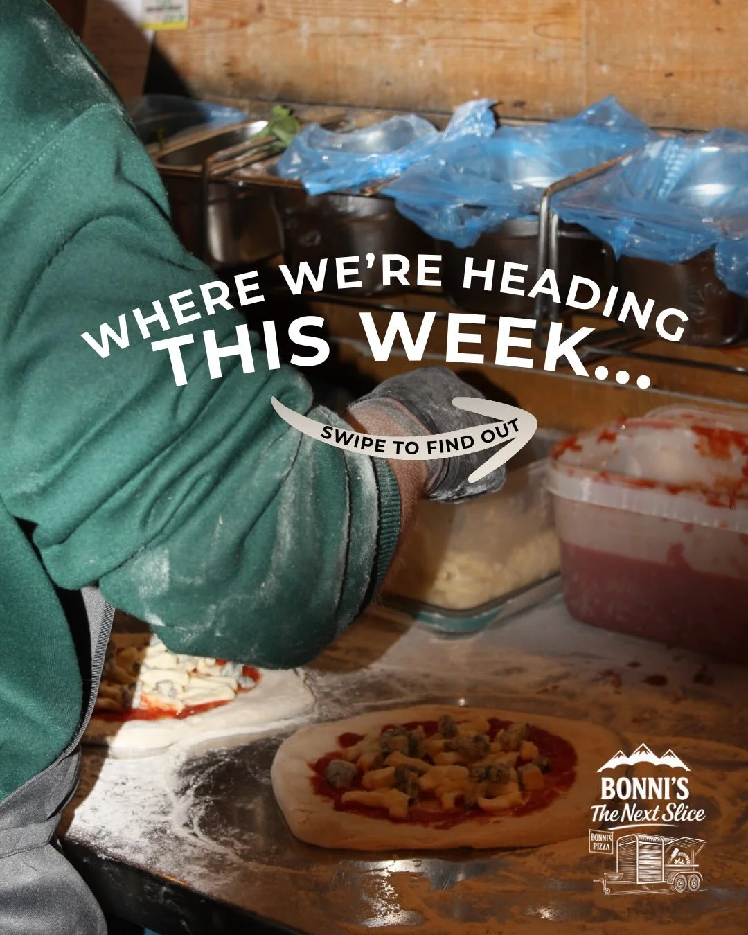 Lighter evenings = more excuses for pizza nights 🍕✨

Here&rsquo;s where you can find Bonni&rsquo;s Pizza this week:

📍 Tue &ndash; Mynydd Mostyn Dairy
📍 Wed &ndash; Alf Jones Cycles,Gresford&amp; Rhydymwyn Service Station
📍 Thu &ndash; The Bluebe