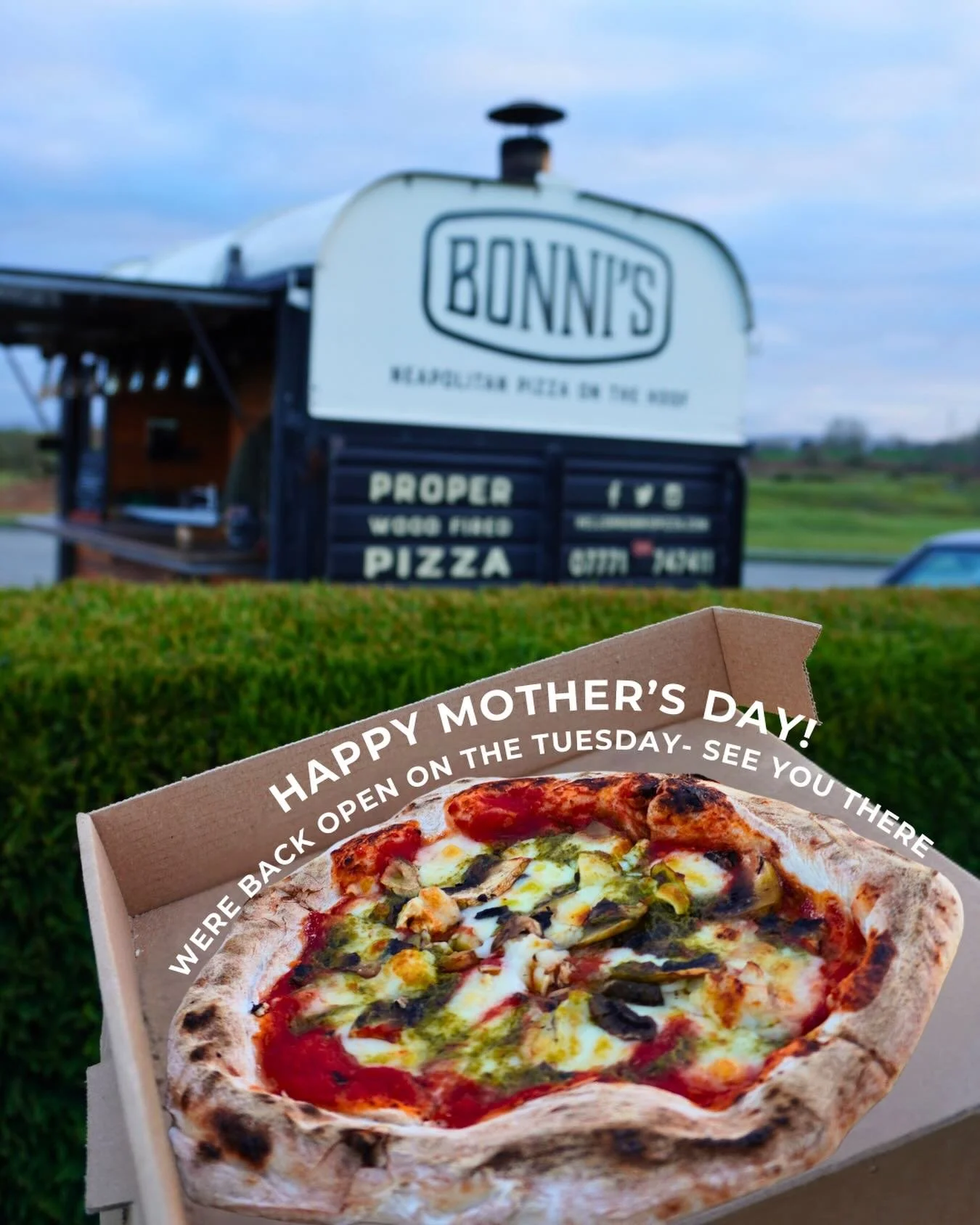 Happy Mother&rsquo;s Day to all the amazing mums out there 💐

Just a little appreciation for all the mothers today. We&rsquo;ll be back serving pizzas on Tuesday at Mynydd Mostyn and Holywell Golf Club.

See you very soon for more proper wood fired 