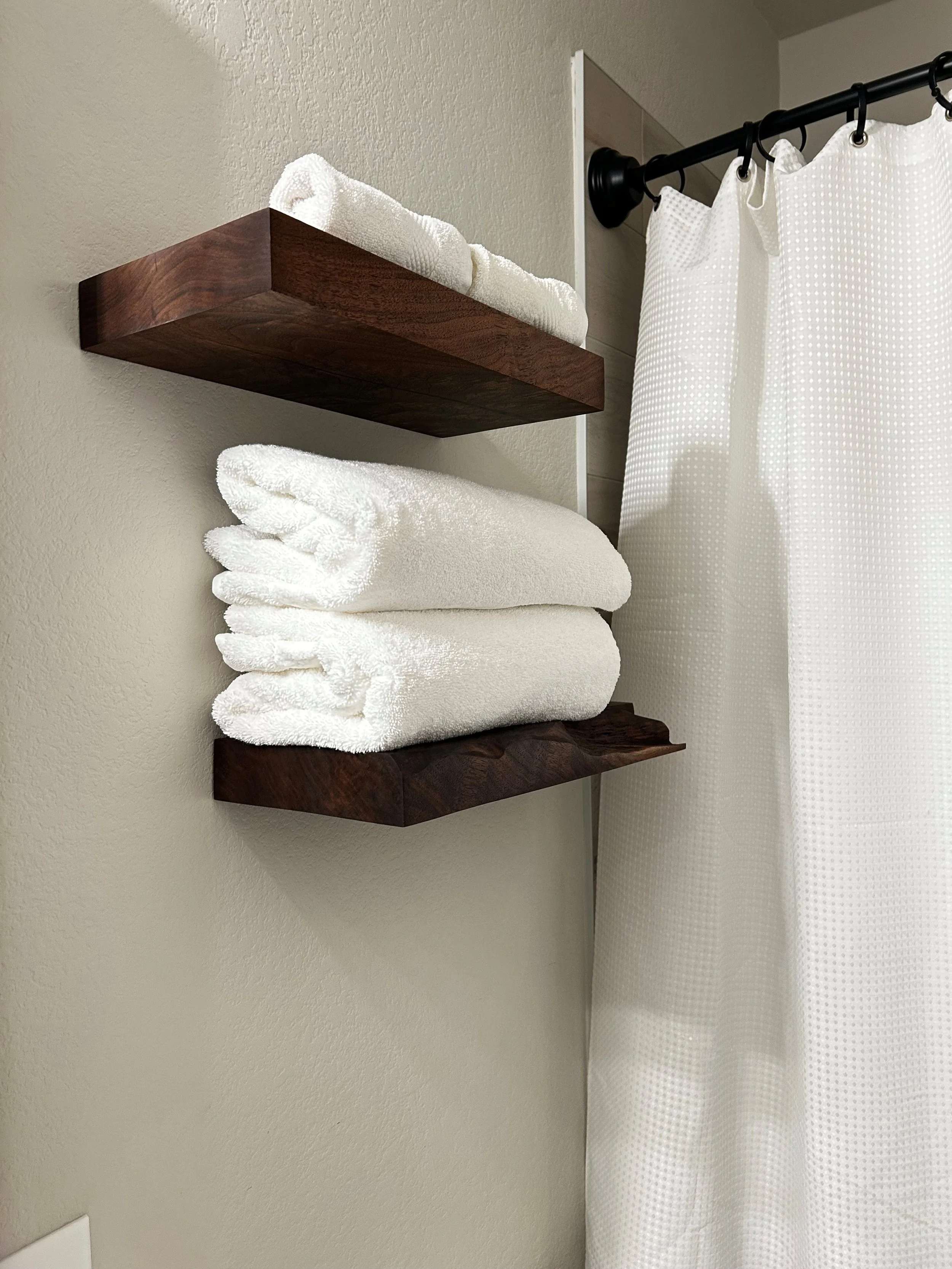 Black Walnut Towel Shelving