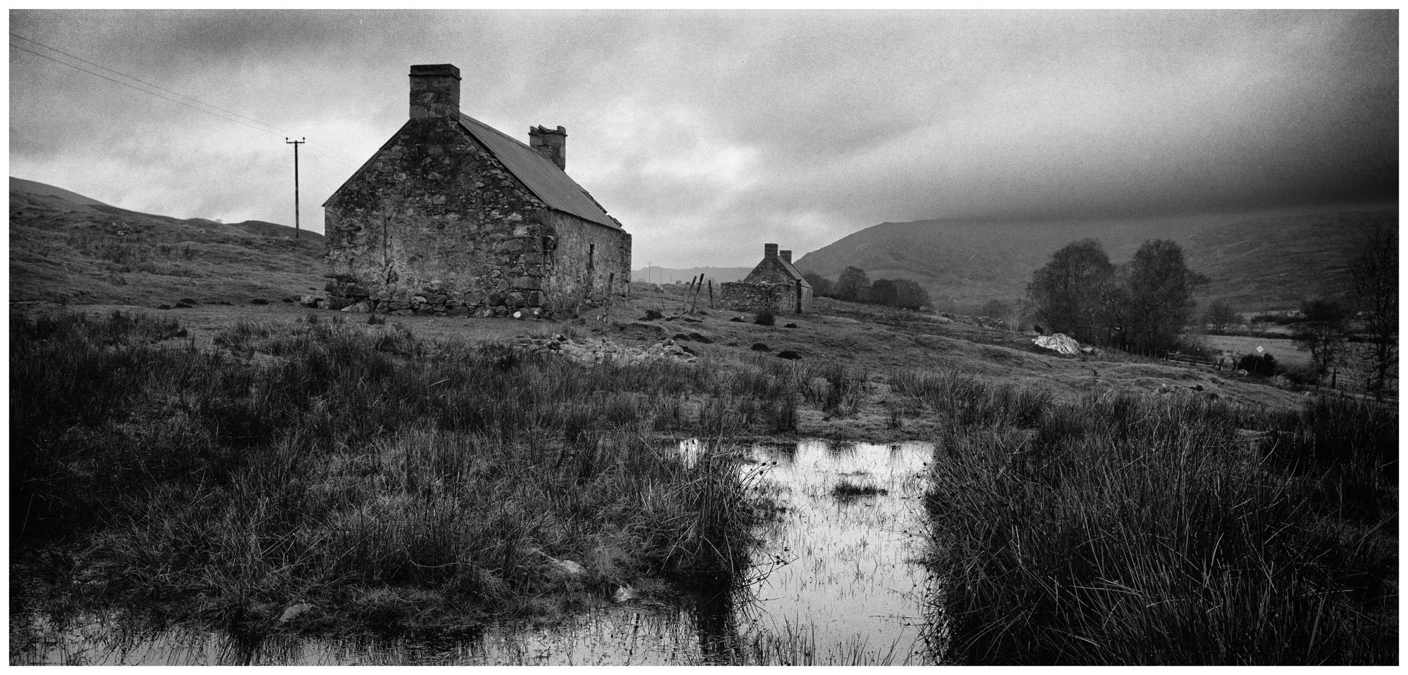 Analogue photograph of old ruins in Strath Carron, Easter Ross