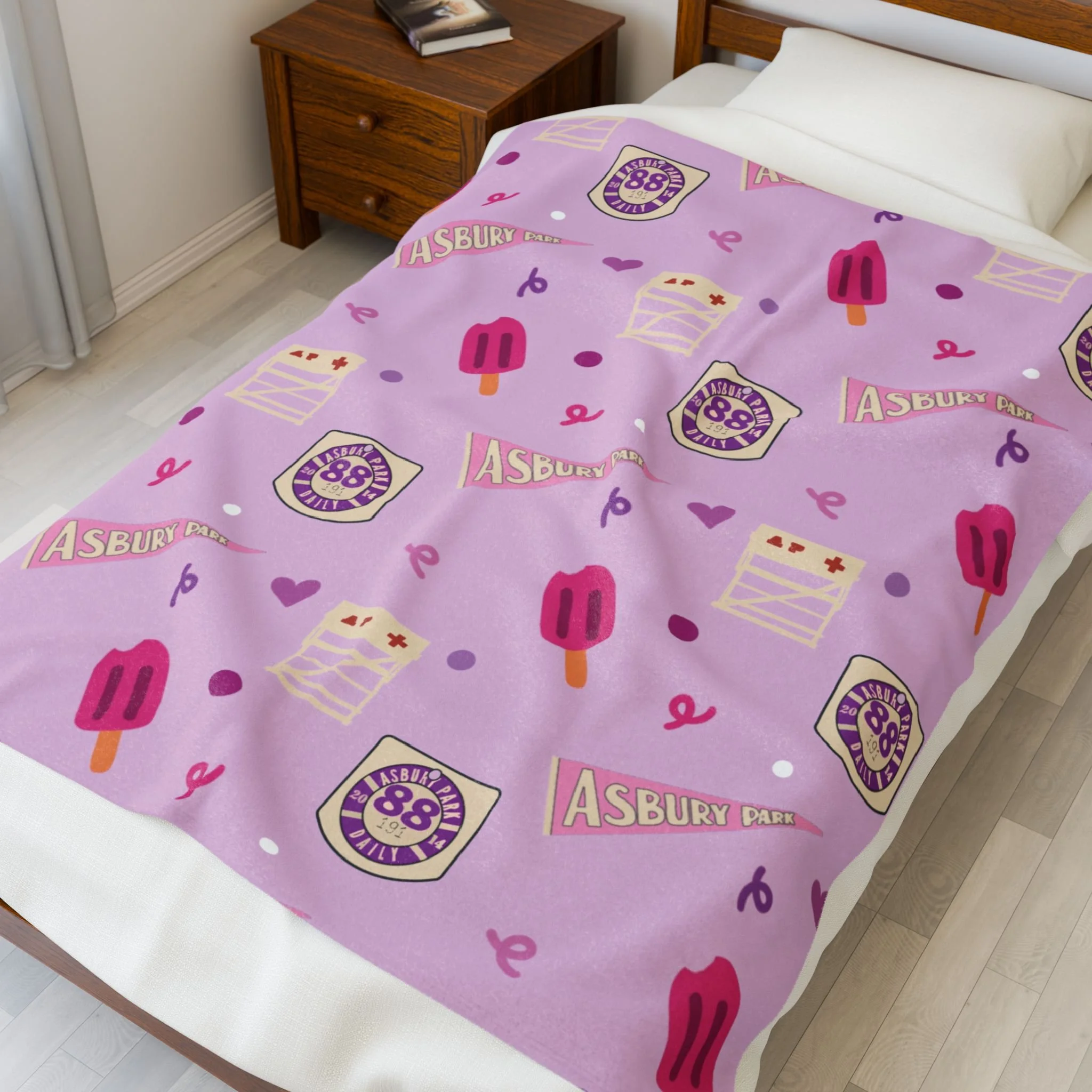 Asbury Pink Velveteen Plush Blanket