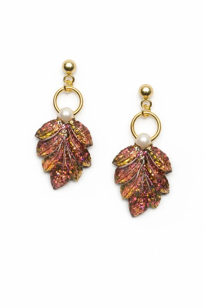 Autumn Shimmer Leaf Earrings